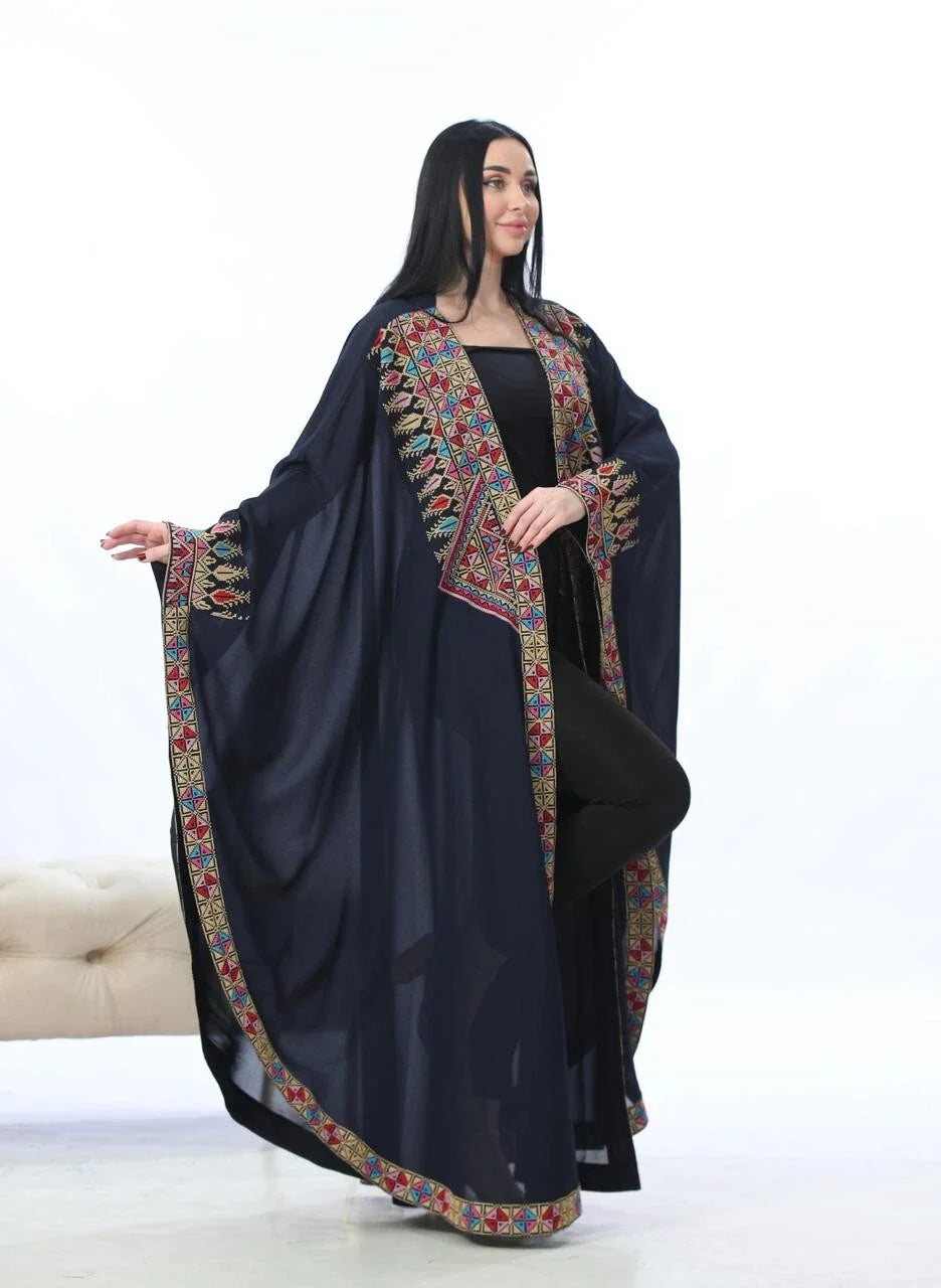 Women embroidered bisht with traditional Palestinian heritage details