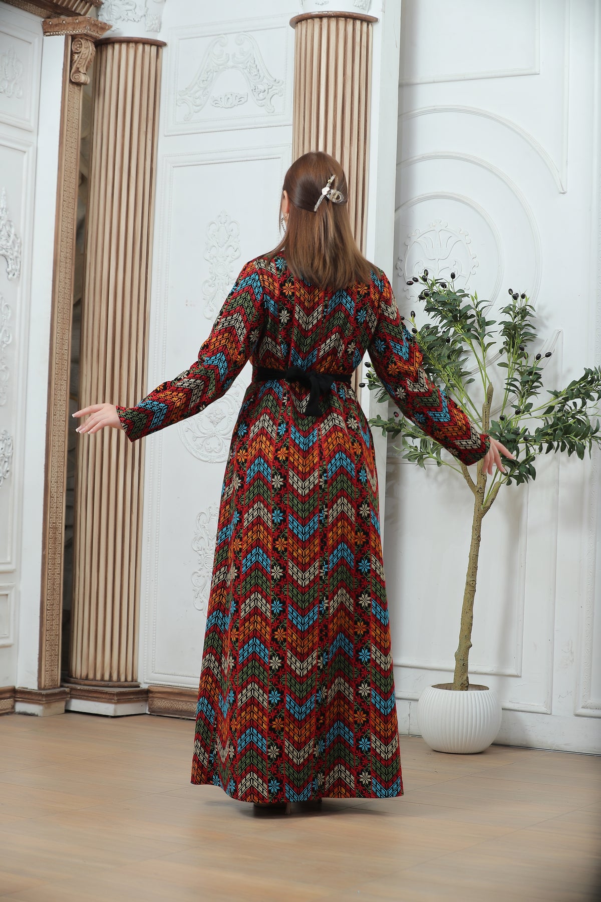 Embroidered Tales Kaftan – Elegant Palestinian-Inspired Design Mix color