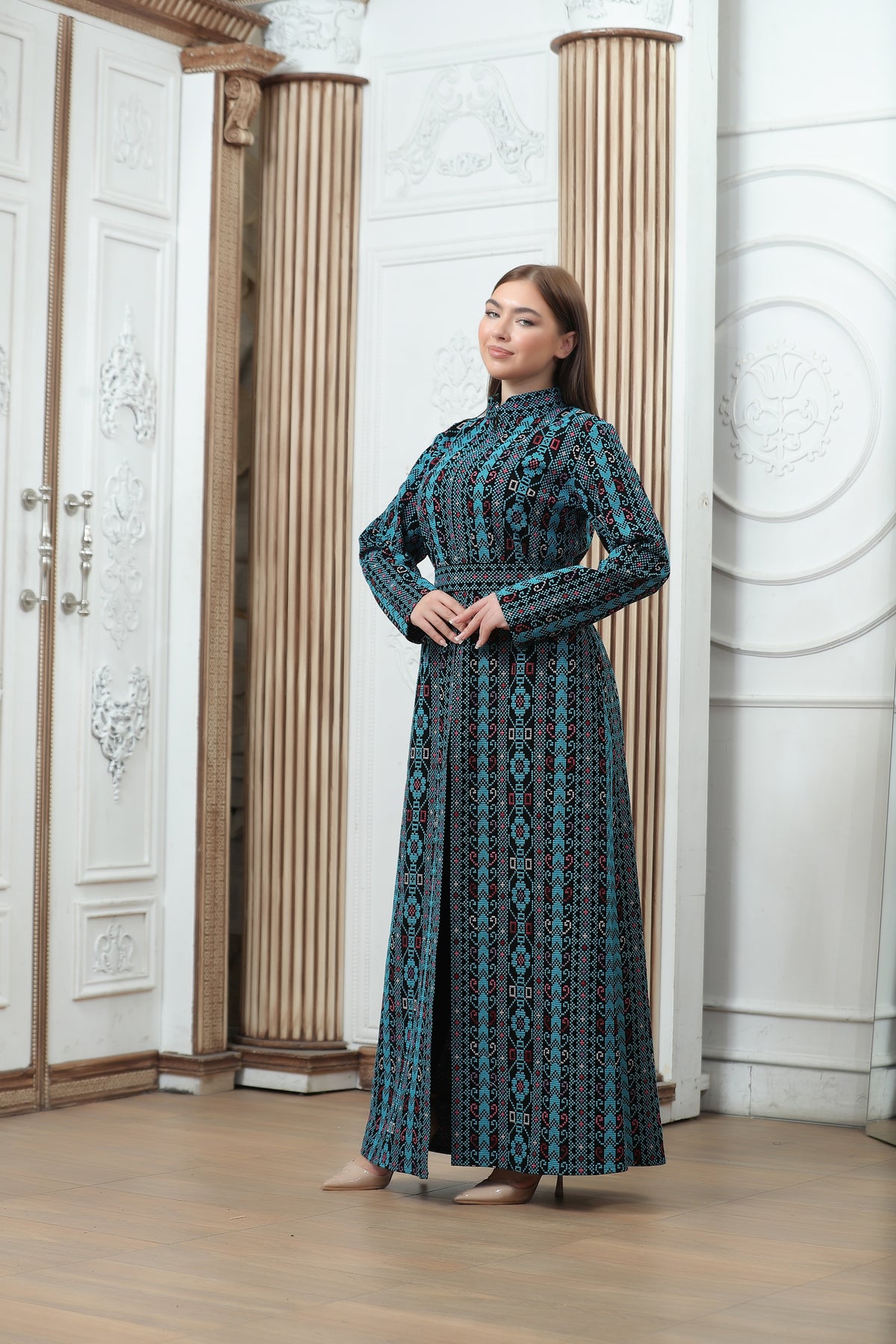 Embroidered Palestinian Tales  Kaftan – Elegant Heritage Style