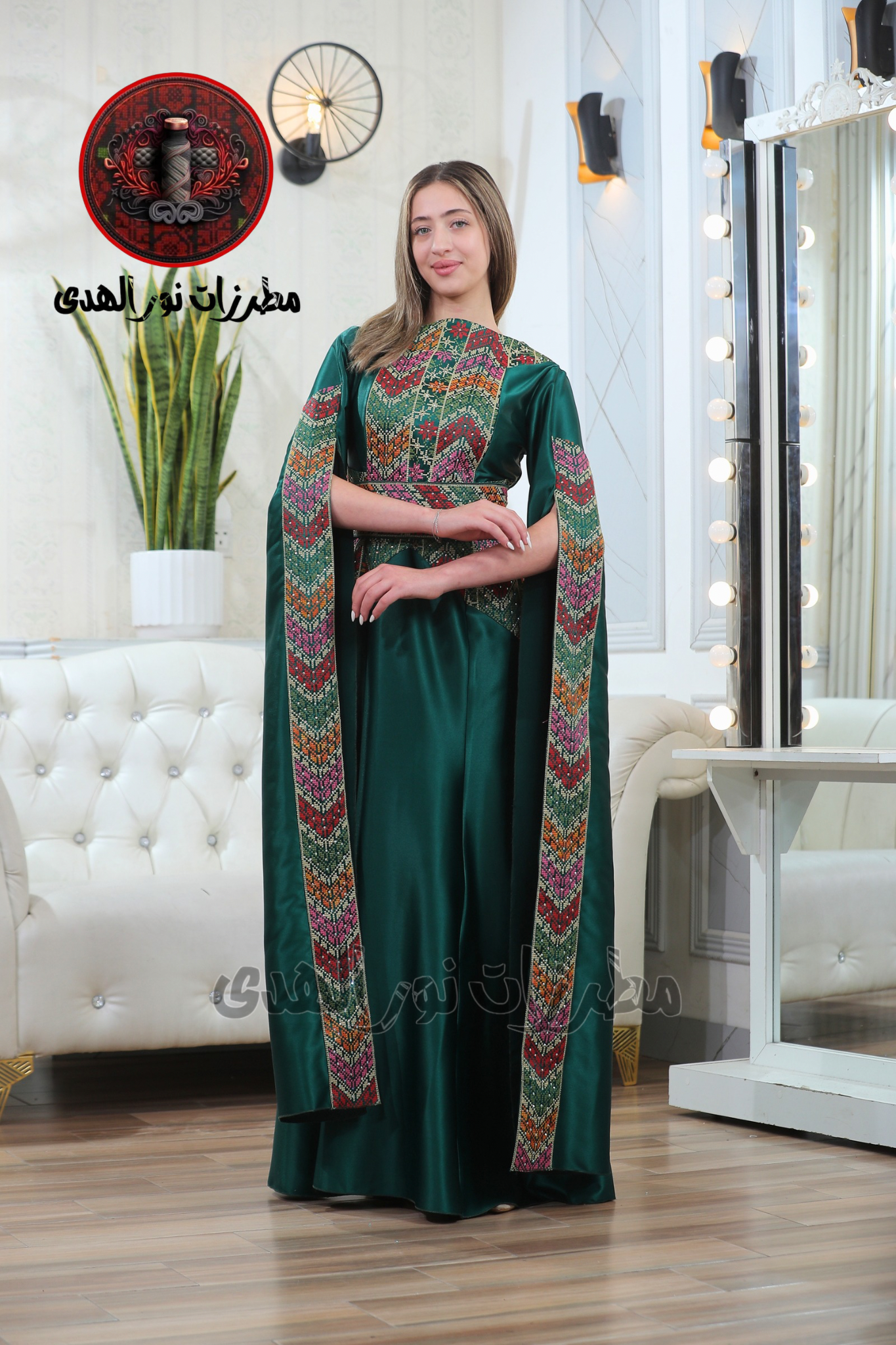 Satin Oriental Embroidered Thobe with Levantine Tatreez Details | Zaher Al Henna Embroidered Thobe