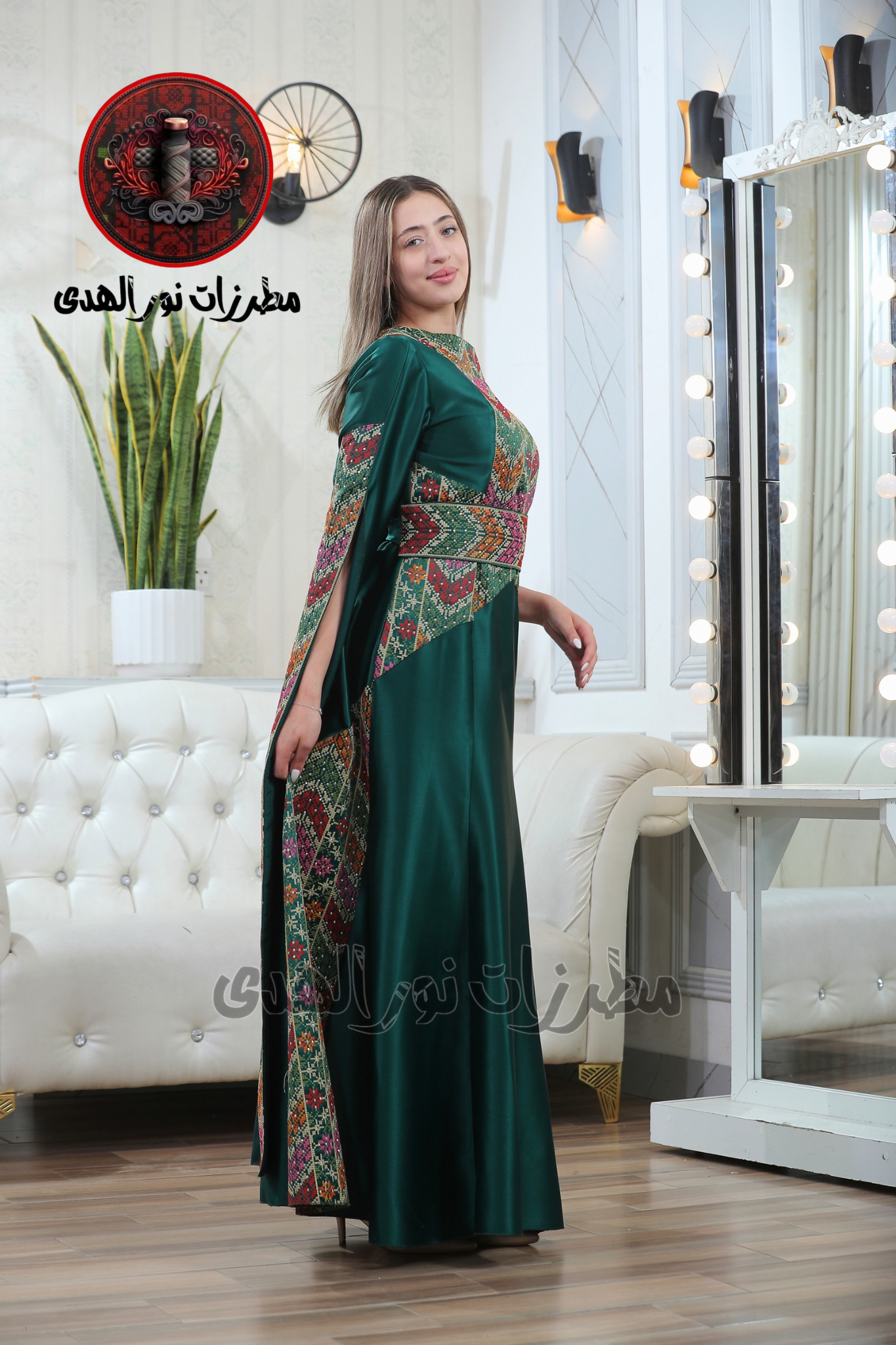 Satin Oriental Embroidered Thobe with Levantine Tatreez Details | Zaher Al Henna Embroidered Thobe