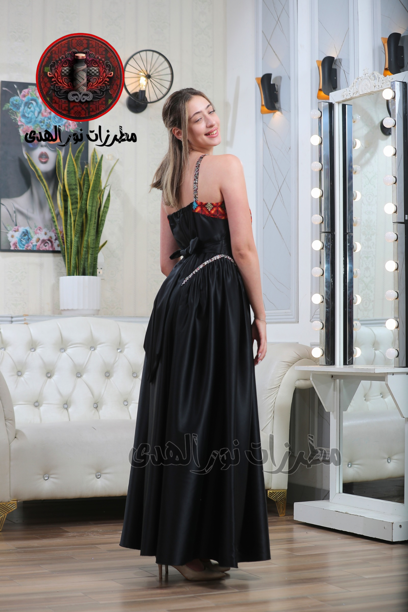 Moon Pearl Satin Henna Party Dress