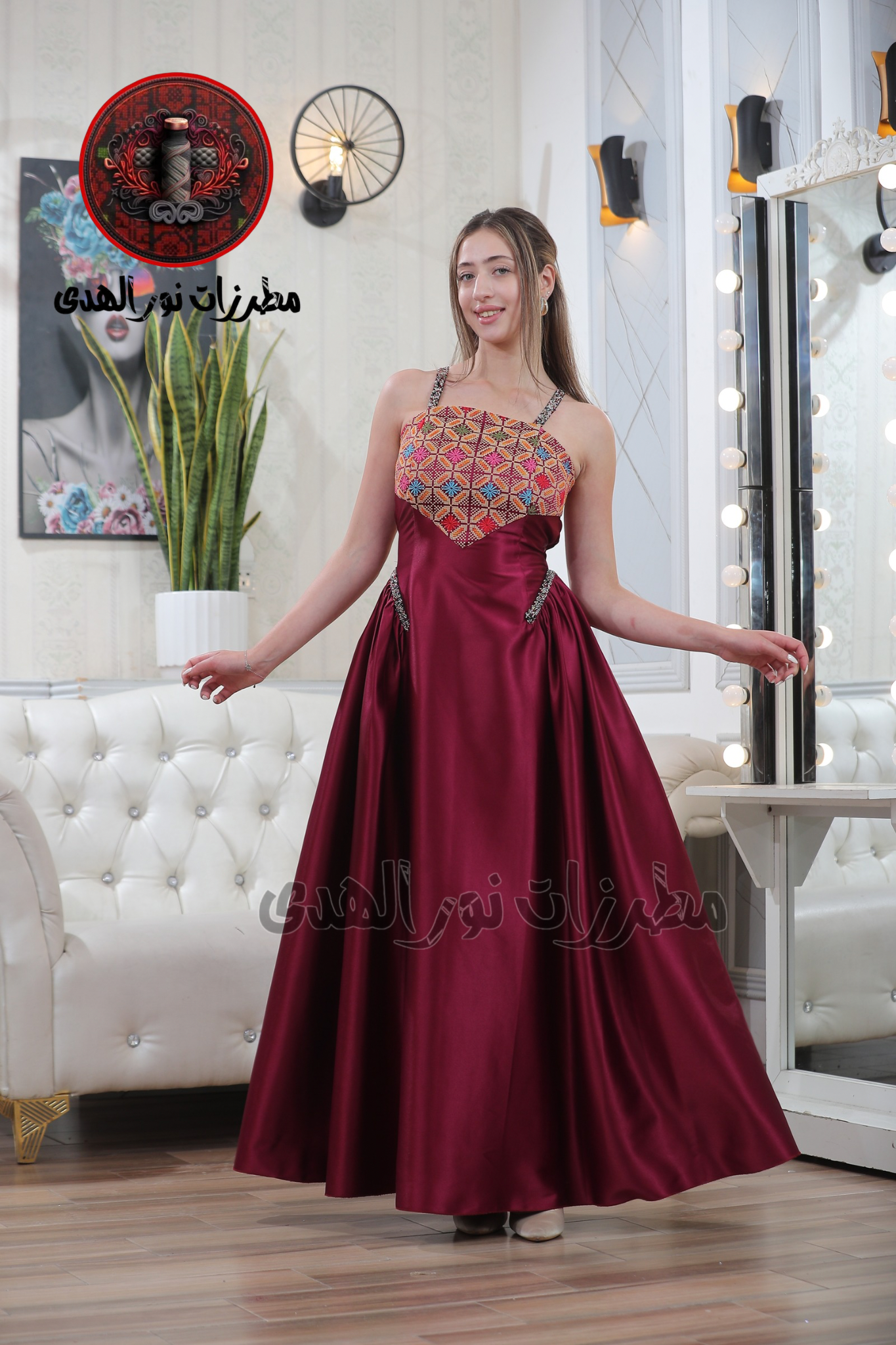 Sleeveless Satin Henna Party Dress with Levantine-Inspired Elegance | Luluat Al Qamar Dress