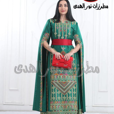 Embroidered Thobe For Henna Jordanian & Palestinian Satin Traditional{abaq alturath}