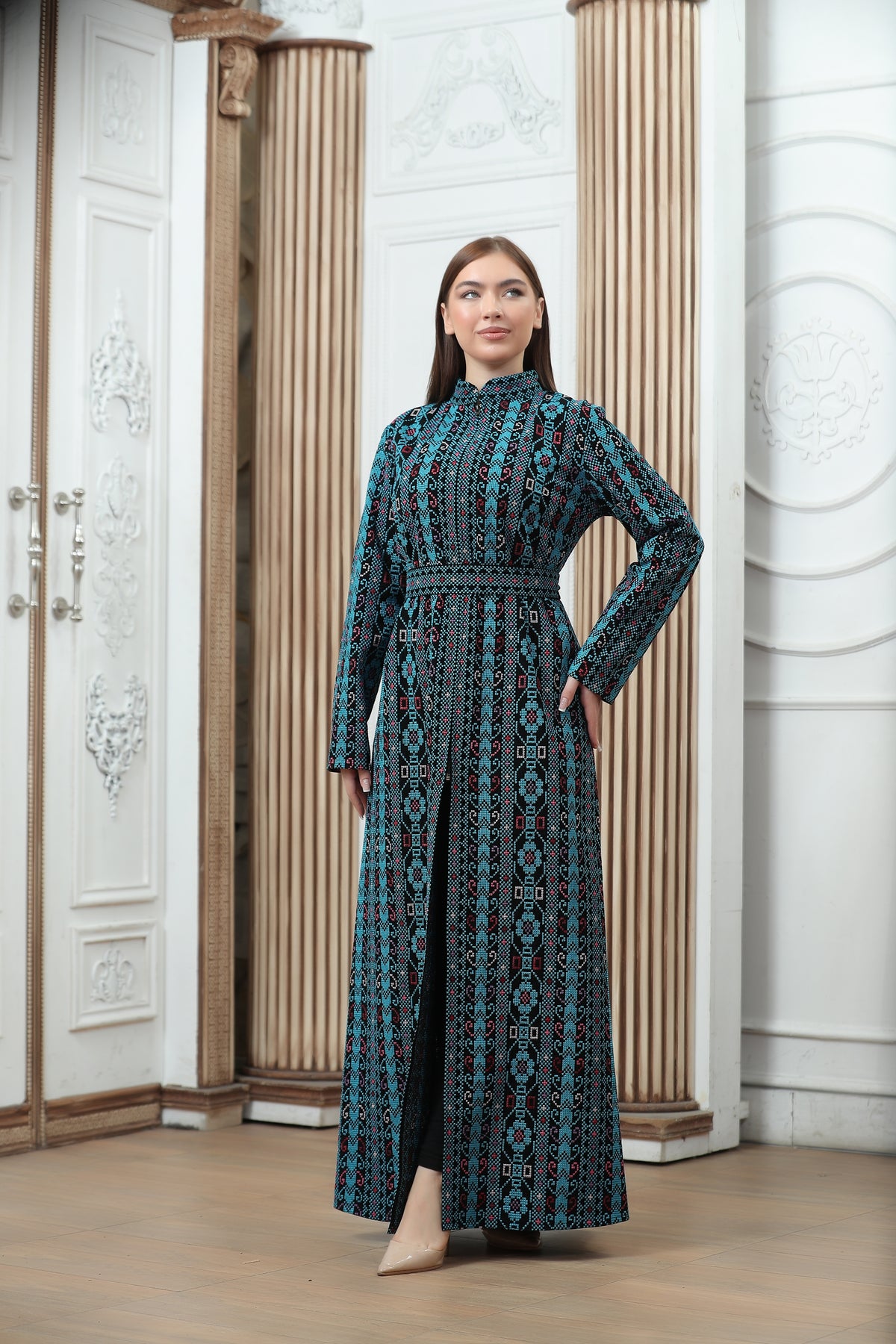 Embroidered Palestinian Tales  Kaftan – Elegant Heritage Style