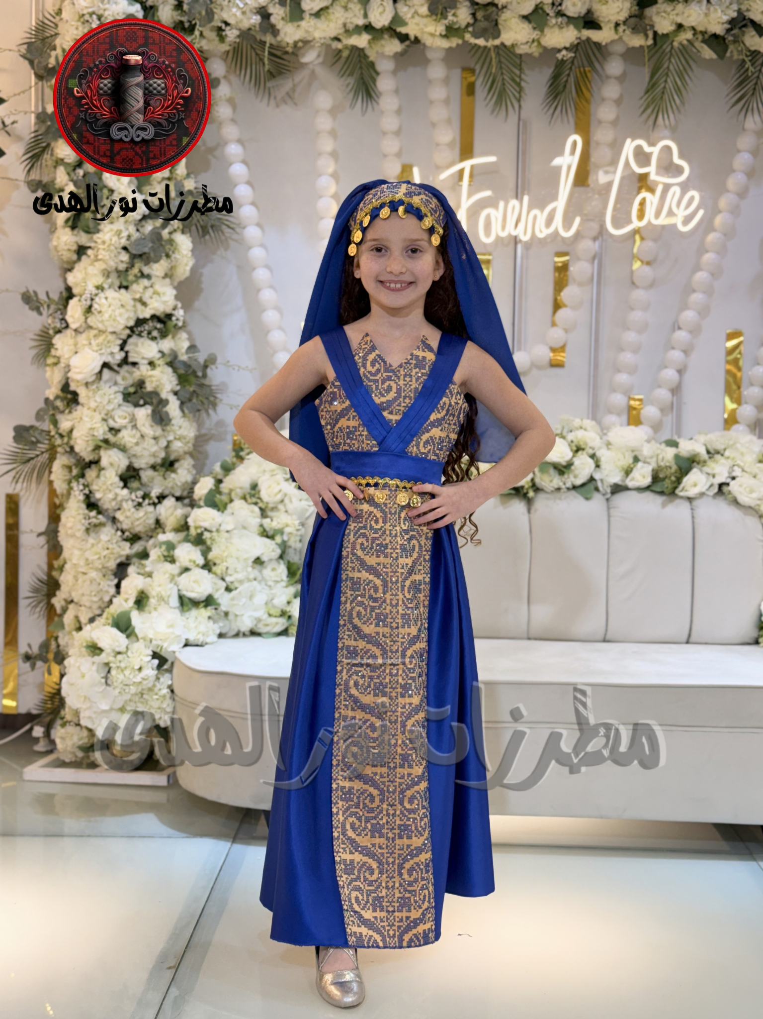 ثوب السندس البناتي، Sundus Girls Satin Heritage Dress | Thobe Al Sundus