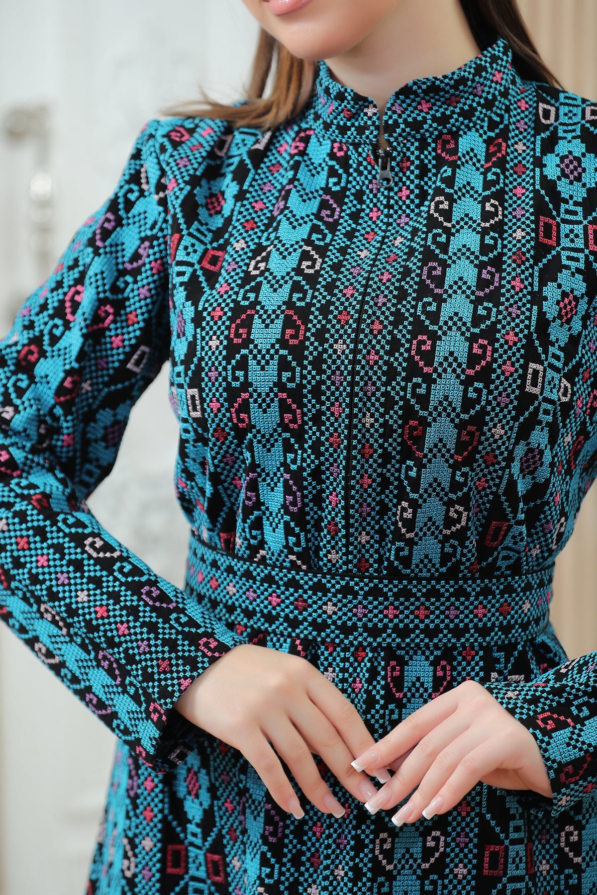 Embroidered Palestinian Tales  Kaftan – Elegant Heritage Style