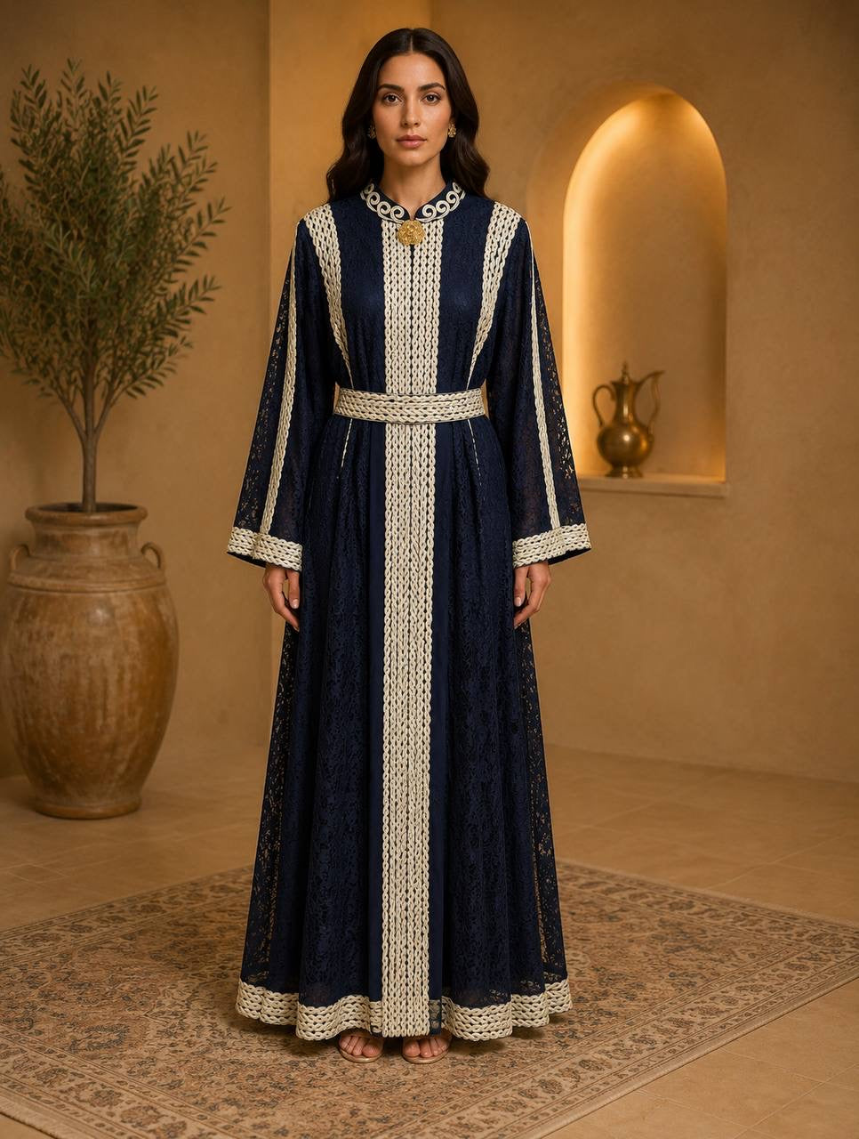 Elegant Staty Lace Caftan – Two-Piece Traditional Design