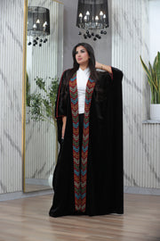 Luxury Black Velvet Embroidered Bisht | Multicolor Gulf Style