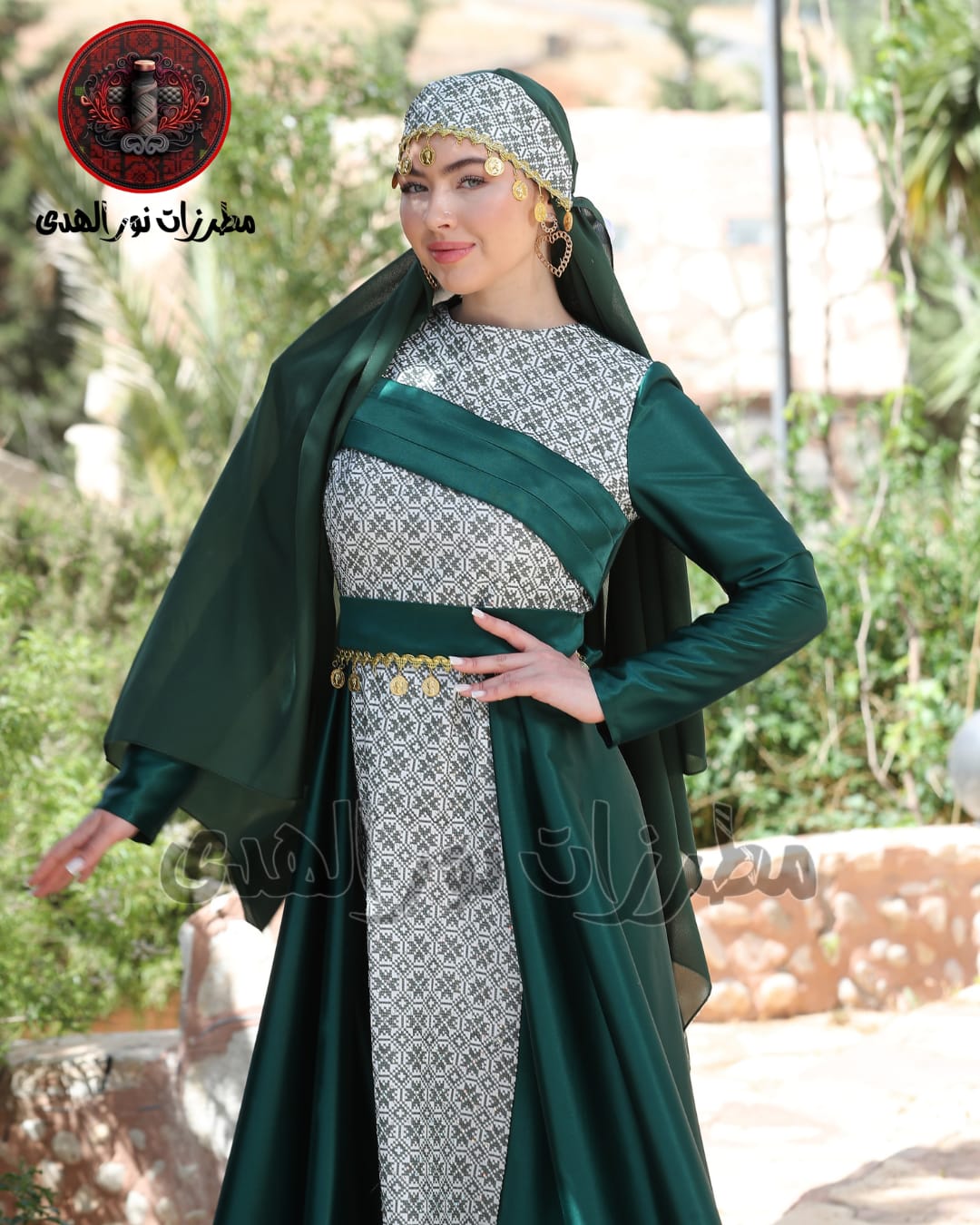 Premium Satin Oriental Embroidered Thobe with Diagonal Draped Panel and Gold Coin Accents | Al Sawsana Thobe