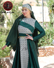 Premium Satin Oriental Embroidered Thobe with Diagonal Draped Panel and Gold Coin Accents | Al Sawsana Thobe