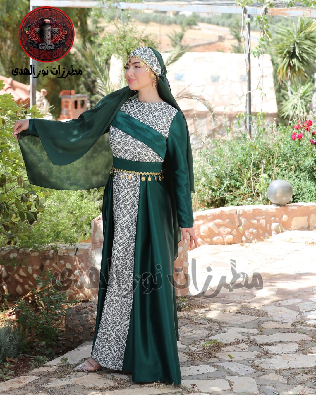 Premium Satin Oriental Embroidered Thobe with Diagonal Draped Panel and Gold Coin Accents | Al Sawsana Thobe