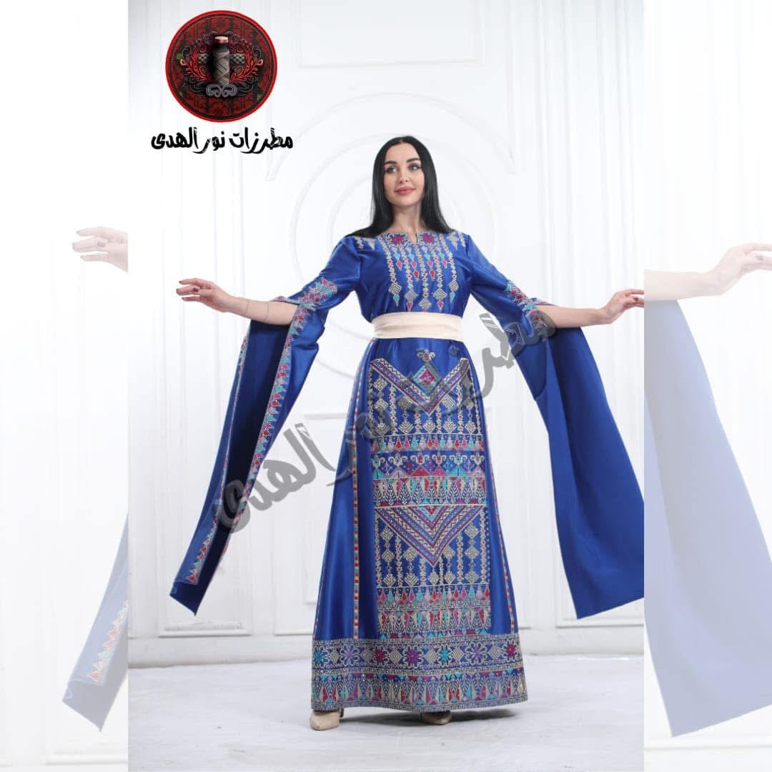 Embroidered Thobe For Henna Jordanian & Palestinian Satin Traditional{abaq alturath}