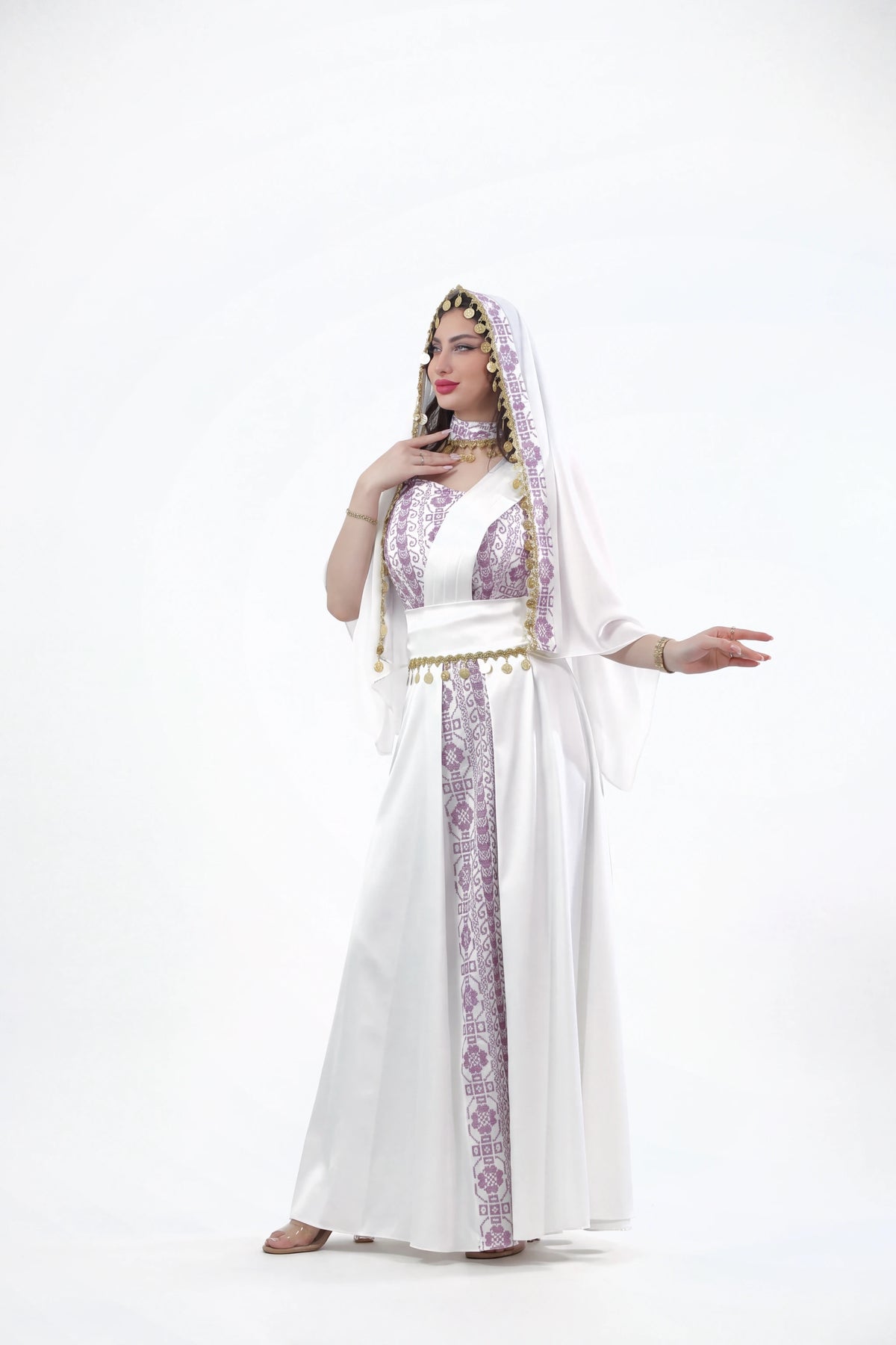 Luluat Al-Henna Dress - Mauve Pink on white studio background