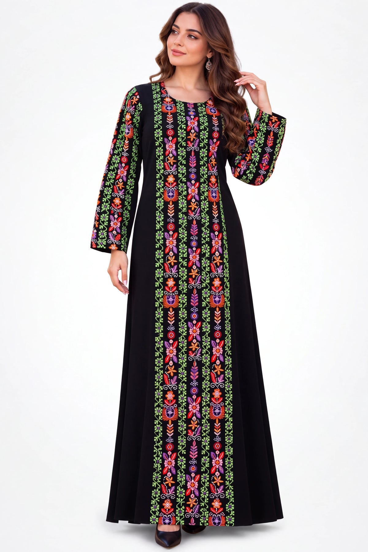Traditional Heritage Dress - Green on white studio background