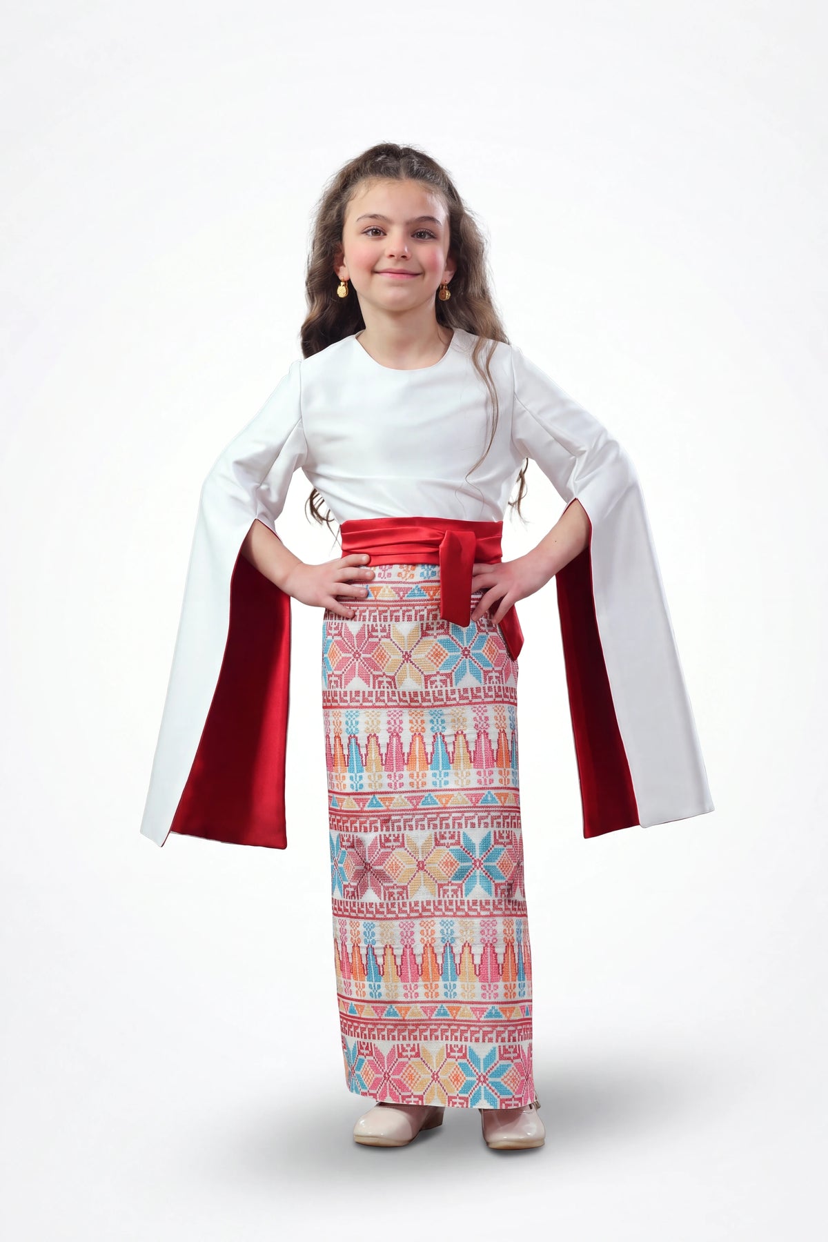 Nabd Al-Turath Kids Dress - White on white studio background