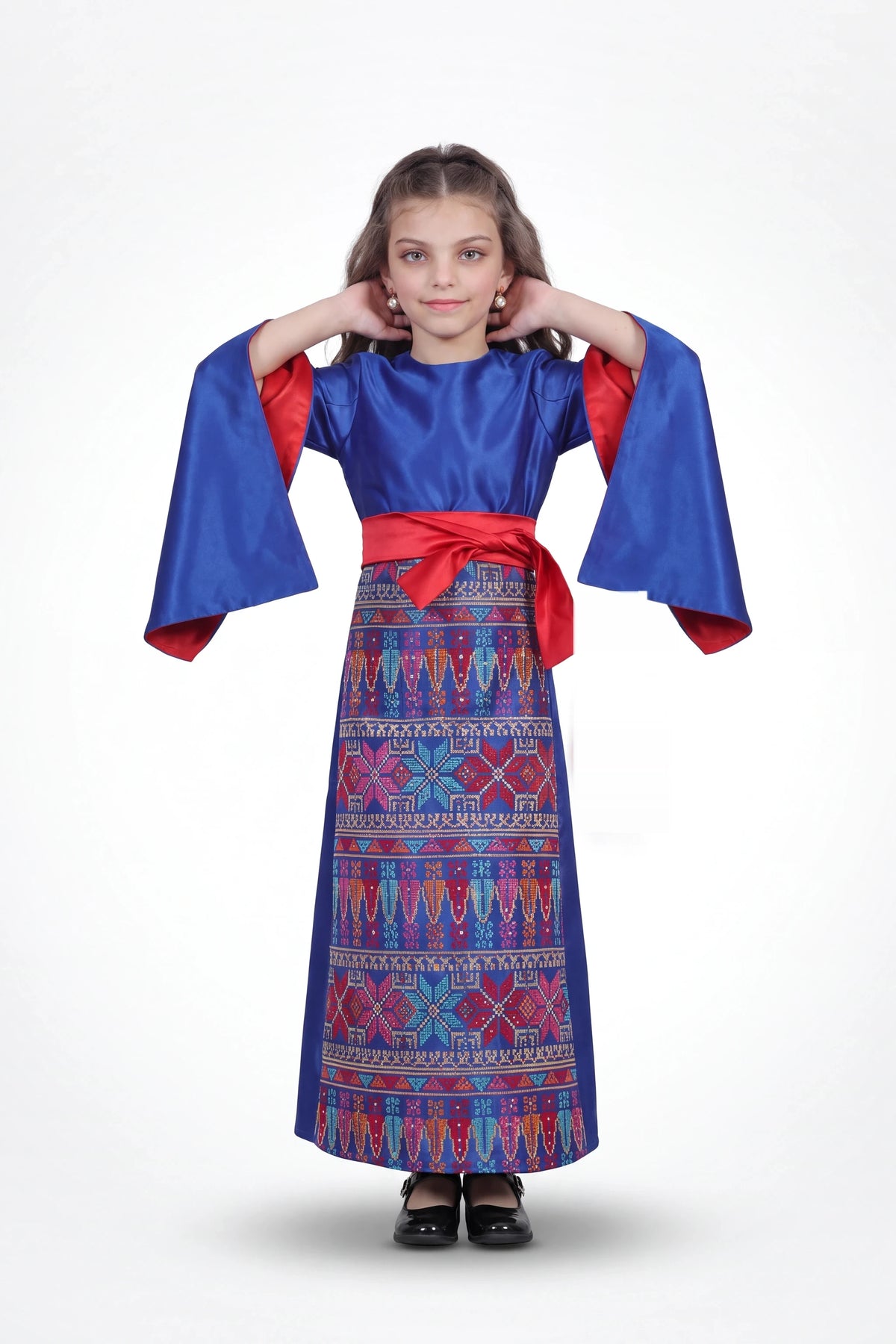 Nabd Al-Turath Kids Dress - Indigo Blue on white studio background