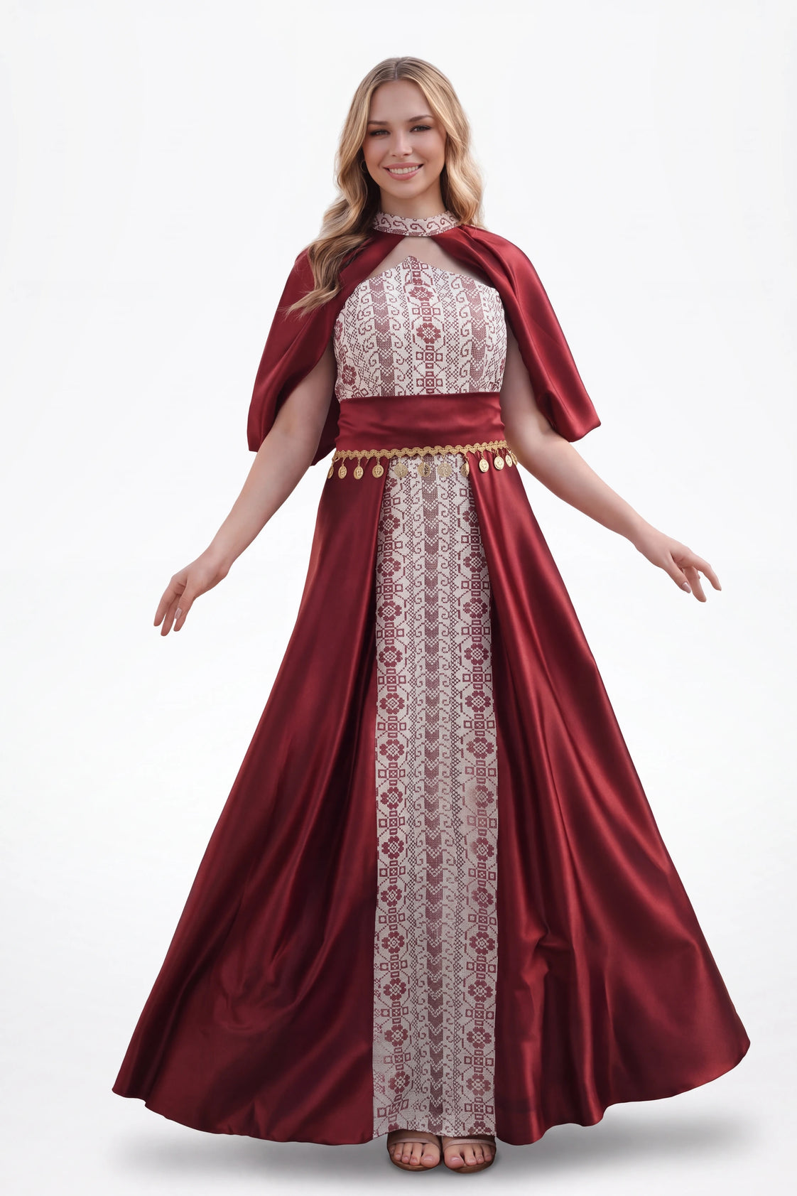 Oriental Embroidered Henna Dress with Cape Sleeves | Ameera Al-Henna Dress