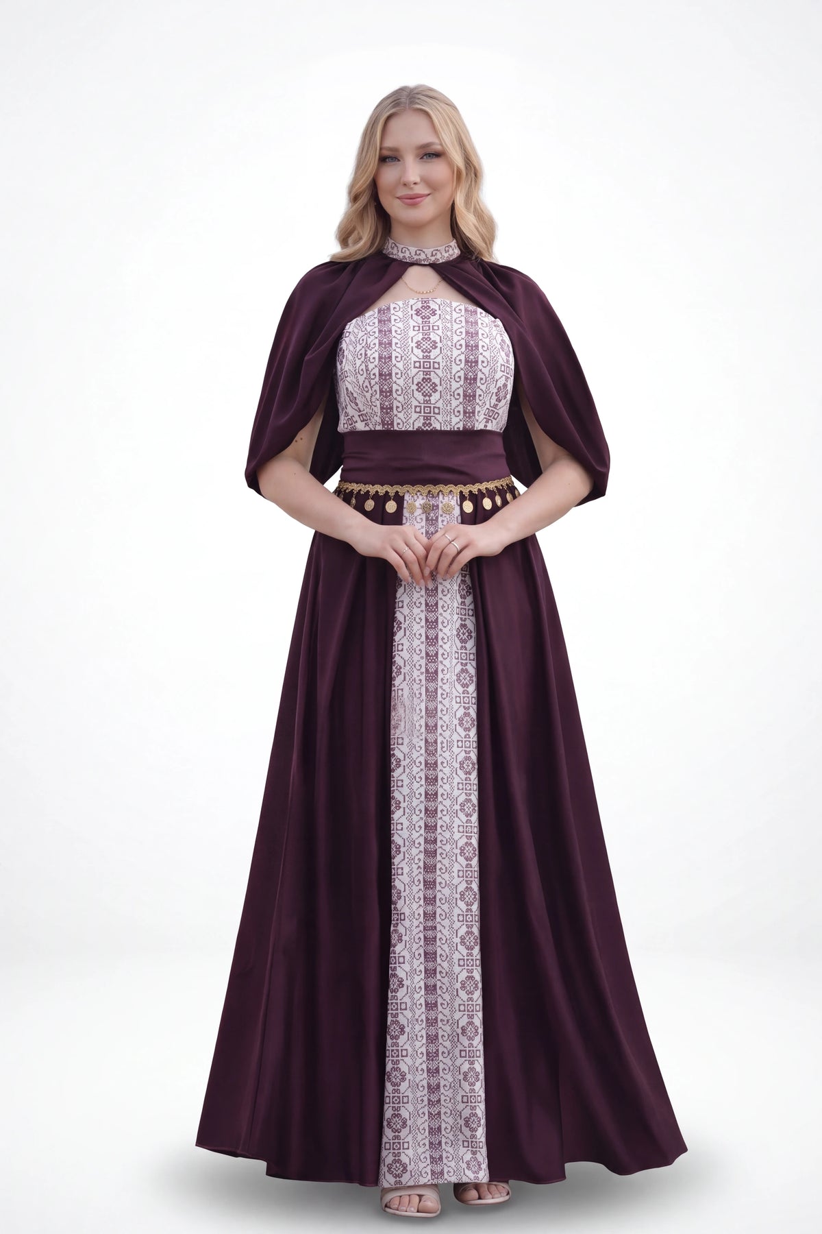 Ameera Al-Henna Dress - Plum Purple on white studio background