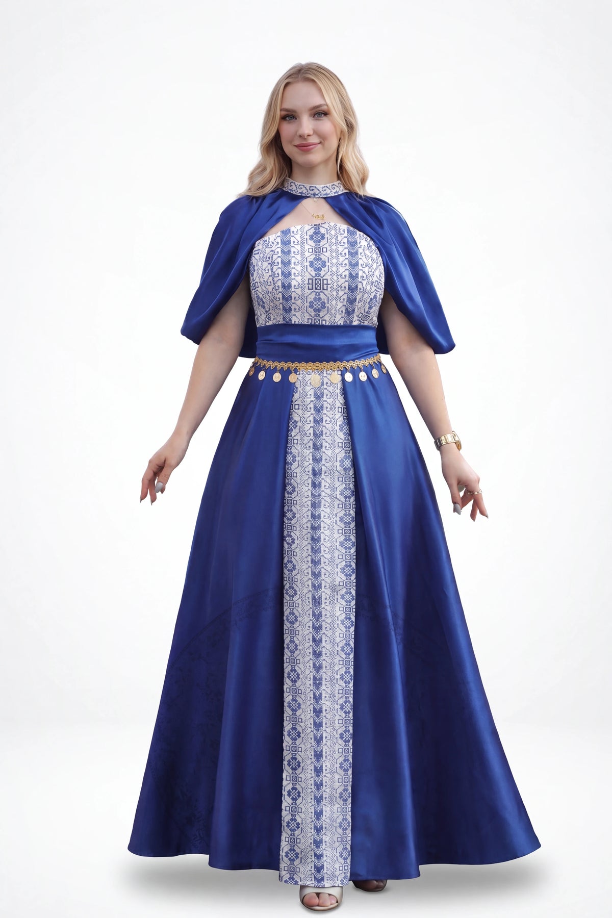 Ameera Al-Henna Dress - indigo Blue on white studio background
