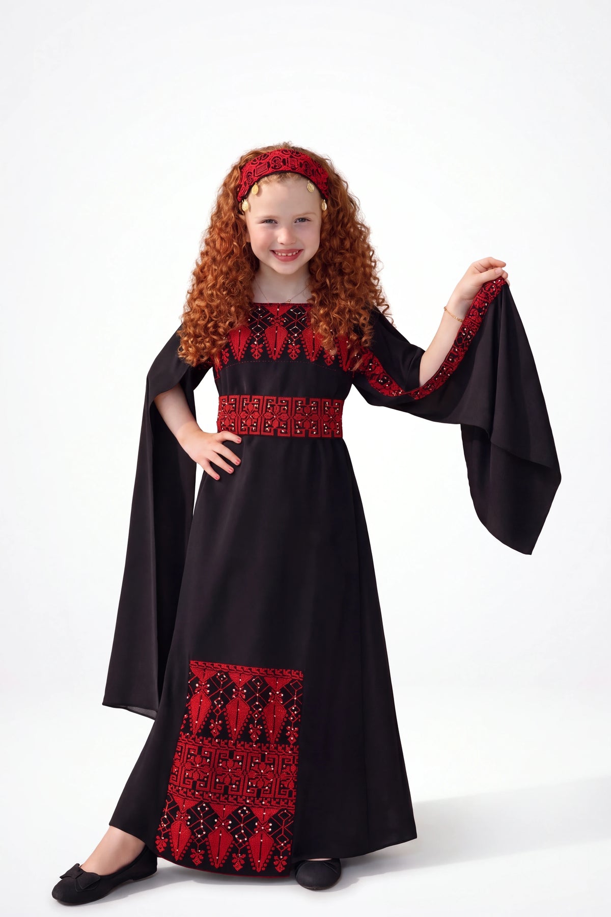 Circassian Dress - Black on white studio background