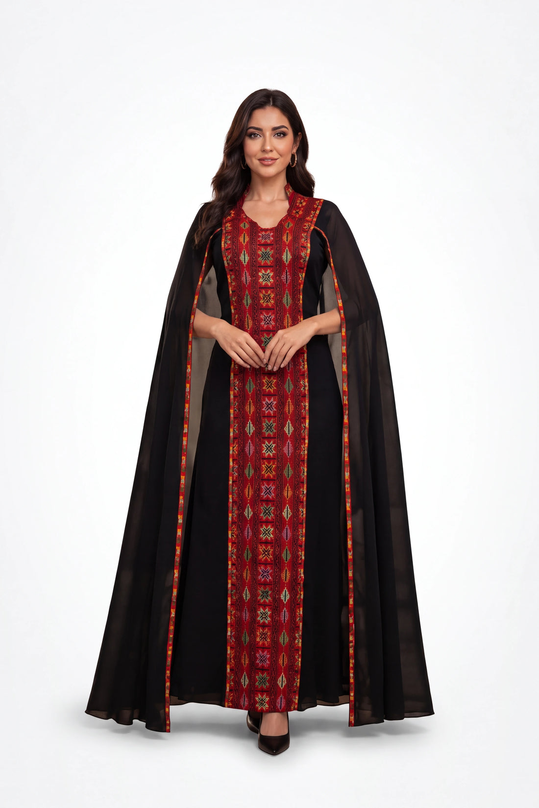 Thoub AlRozana Al Mutaraz on white studio background