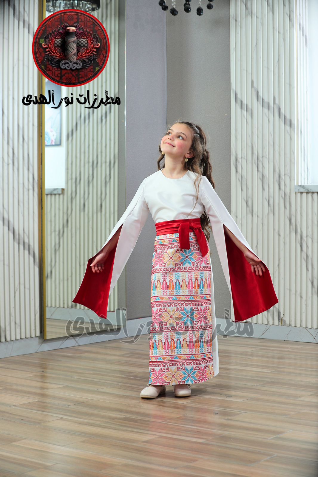 Girls Palestinian Embroidered Satin Heritage Dress | Nabd Al-Turath Kids Dress