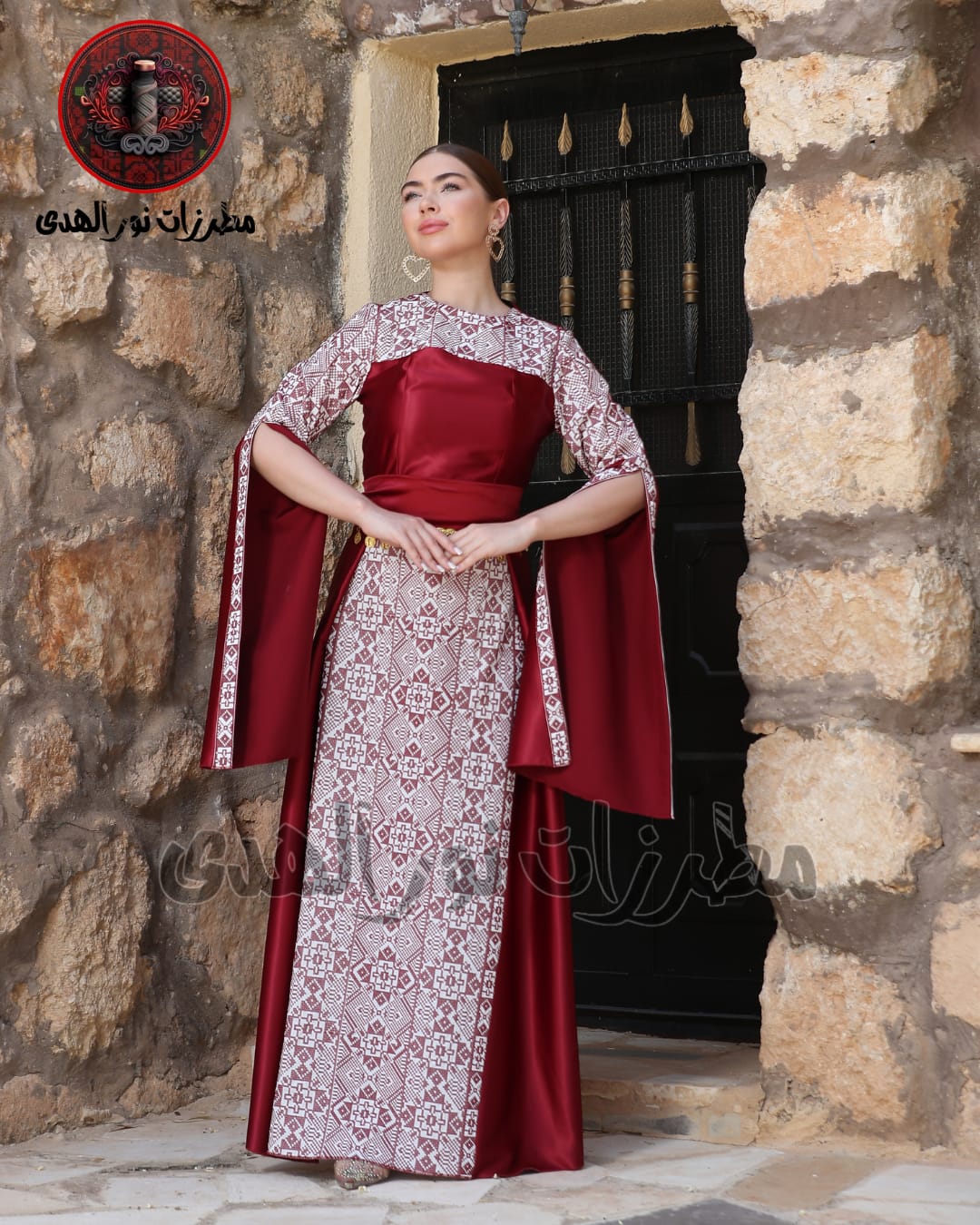 Satin Oriental Embroidered Thobe with Levantine Tatreez Details | Tamrahna Embroidered Thobe