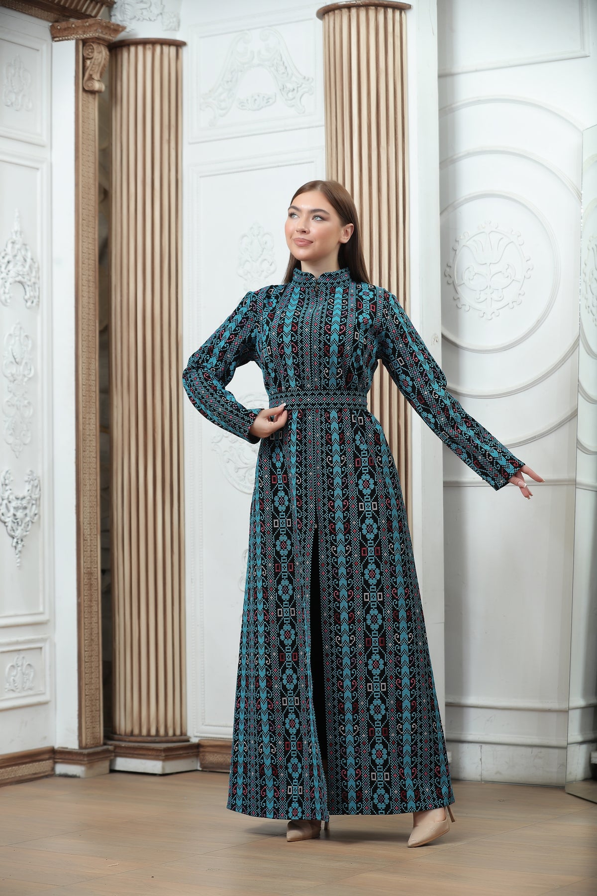 Embroidered Palestinian Tales  Kaftan – Elegant Heritage Style