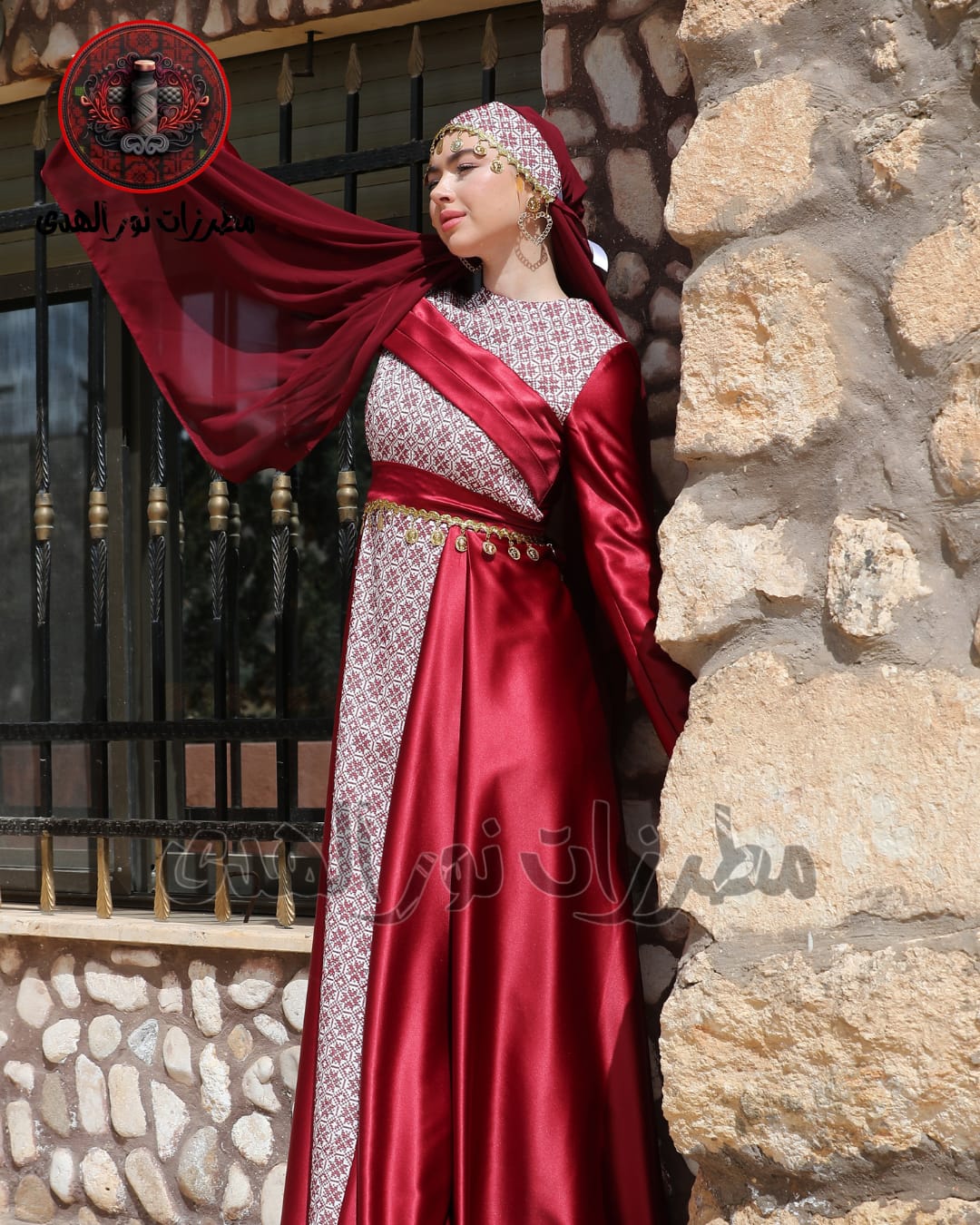 Premium Satin Oriental Embroidered Thobe with Diagonal Draped Panel and Gold Coin Accents | Al Sawsana Thobe