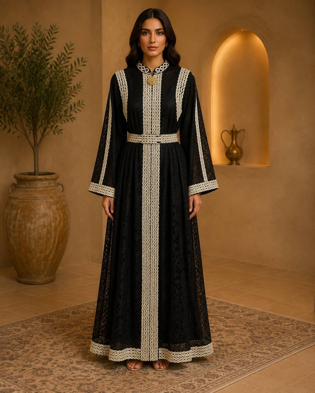 Elegant Staty Lace Caftan – Two-Piece Traditional Design