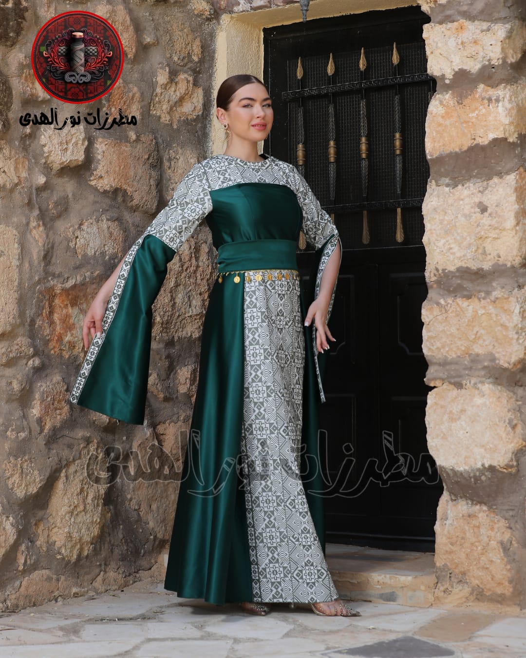 Satin Oriental Embroidered Thobe with Levantine Tatreez Details | Tamrahna Embroidered Thobe