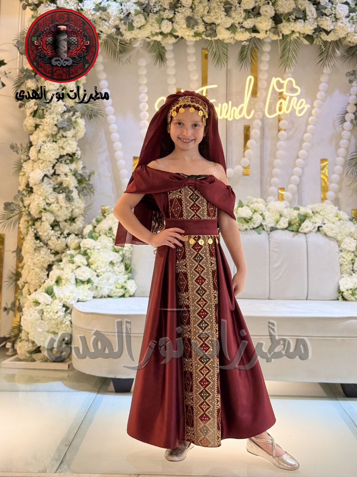 ثوب سيليا البناتي ستان، Celia Girls Satin Embroidered Thobe | Thobe Celia