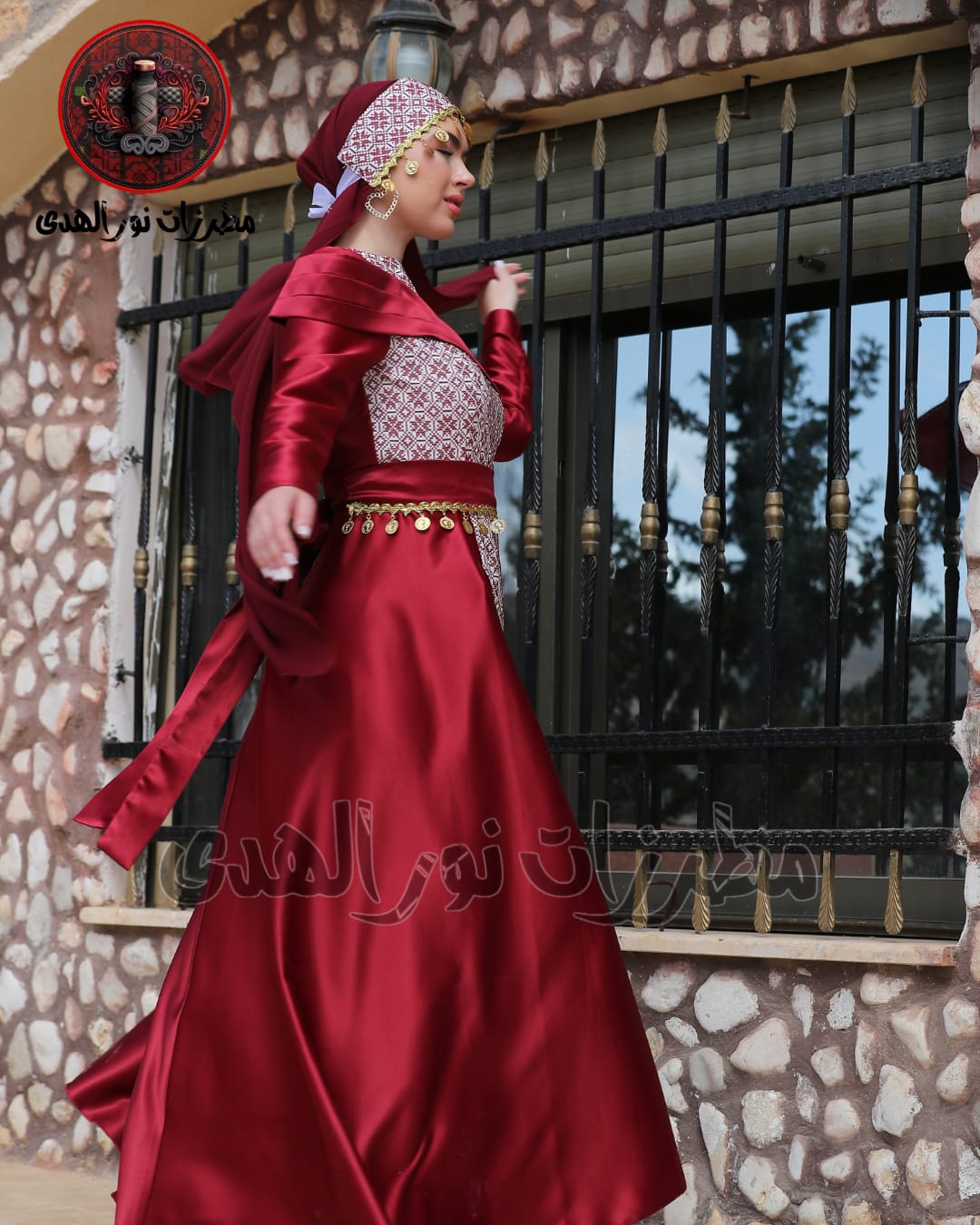 Premium Satin Oriental Embroidered Thobe with Diagonal Draped Panel and Gold Coin Accents | Al Sawsana Thobe