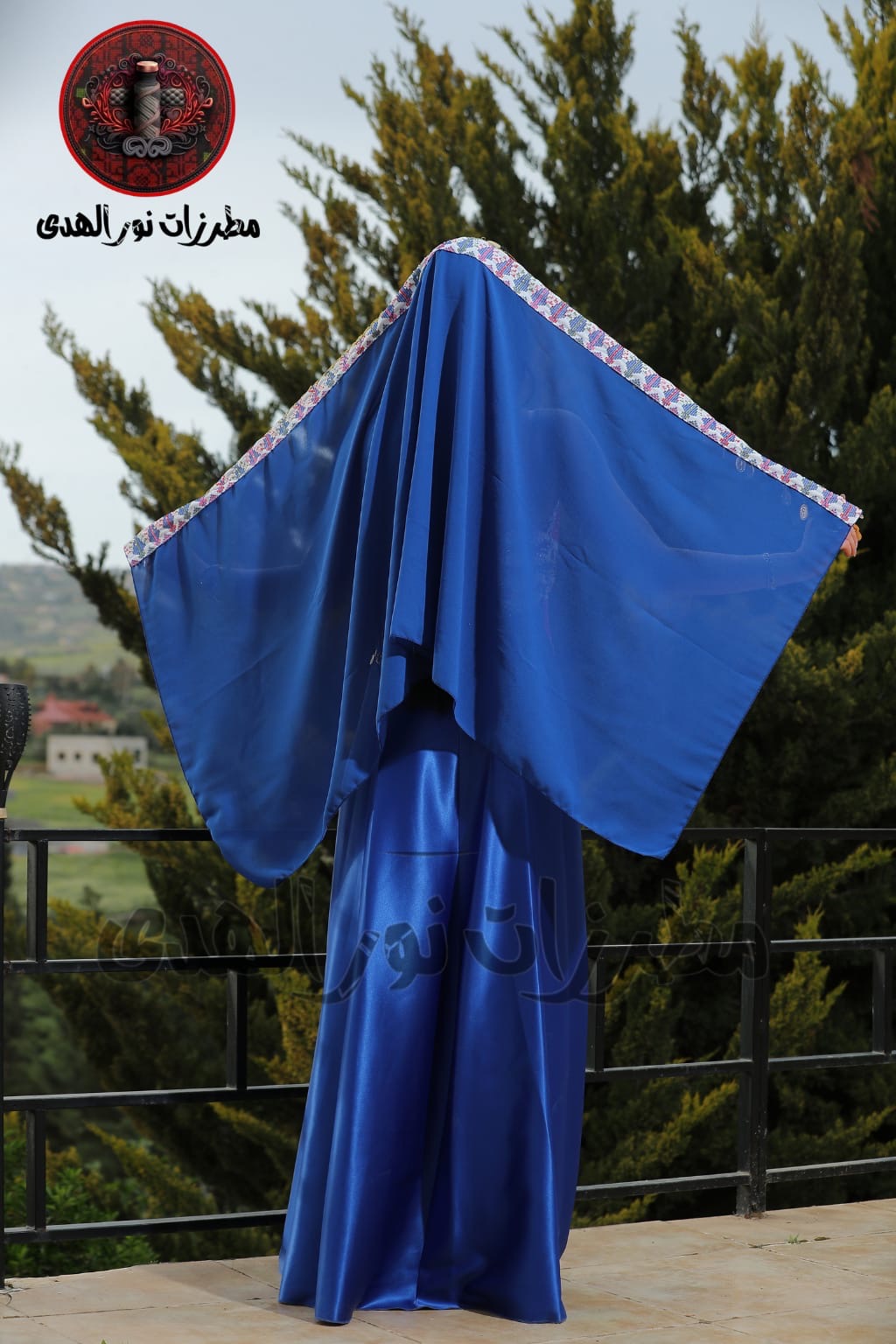 Satin Oriental Embroidered Henna Dress with Traditional Coin Details | Luluat Al-Sham Dress
