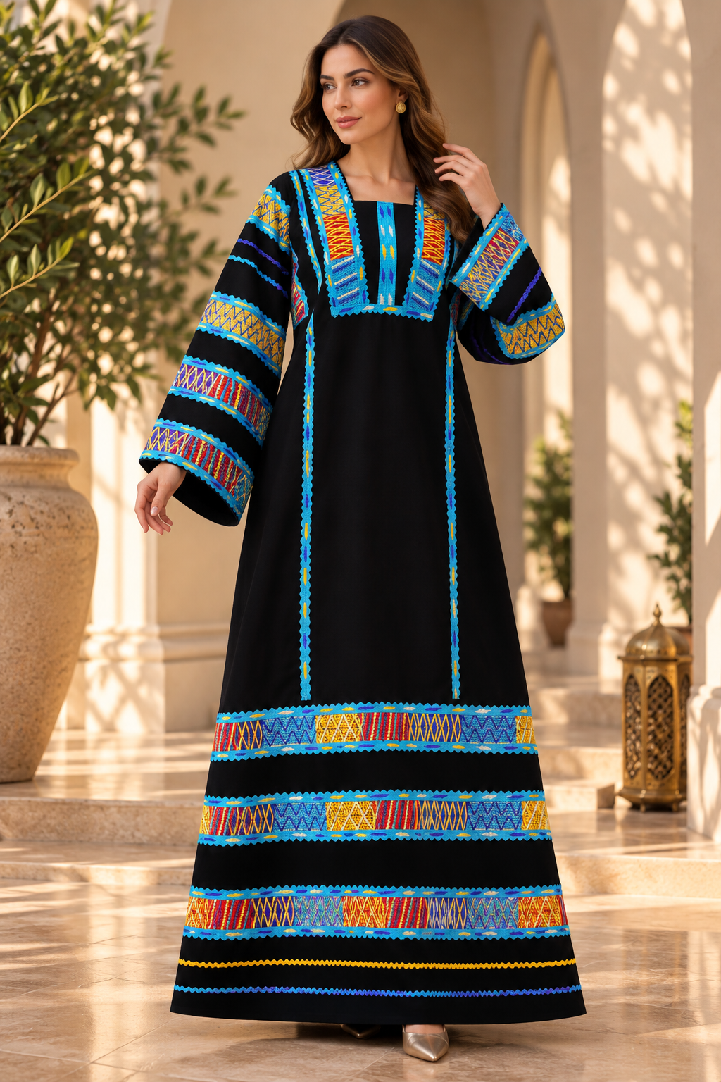 Luxury Embroidered Traditional Dress with Intricate Beadwork