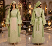 Luxury Palestinian Embroidered Heritage Dress with Matching Head Cover