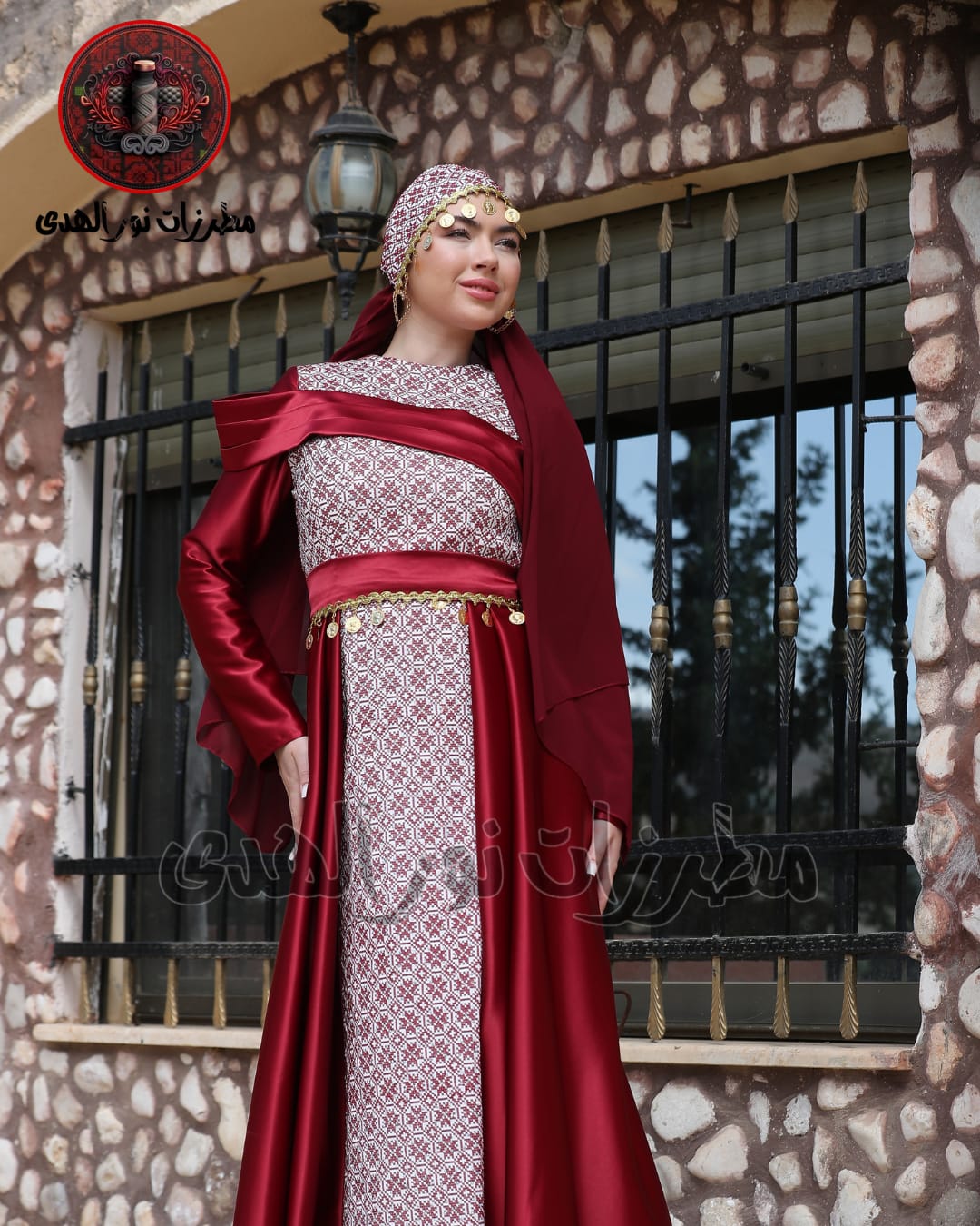 Premium Satin Oriental Embroidered Thobe with Diagonal Draped Panel and Gold Coin Accents | Al Sawsana Thobe