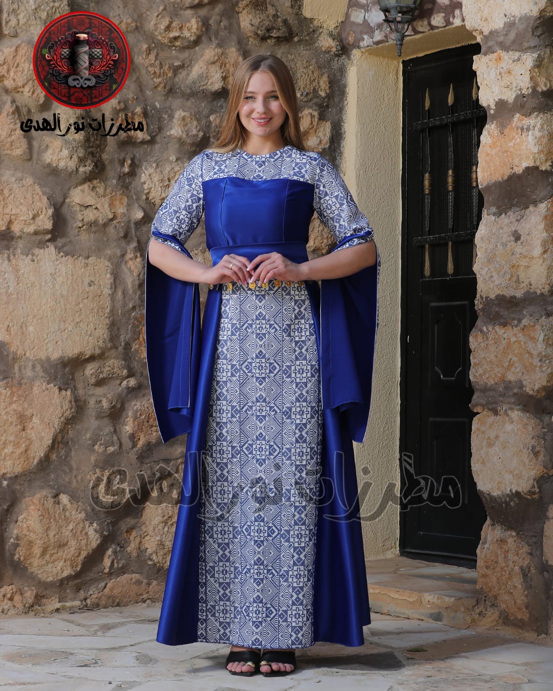 Satin Oriental Embroidered Thobe with Levantine Tatreez Details | Tamrahna Embroidered Thobe
