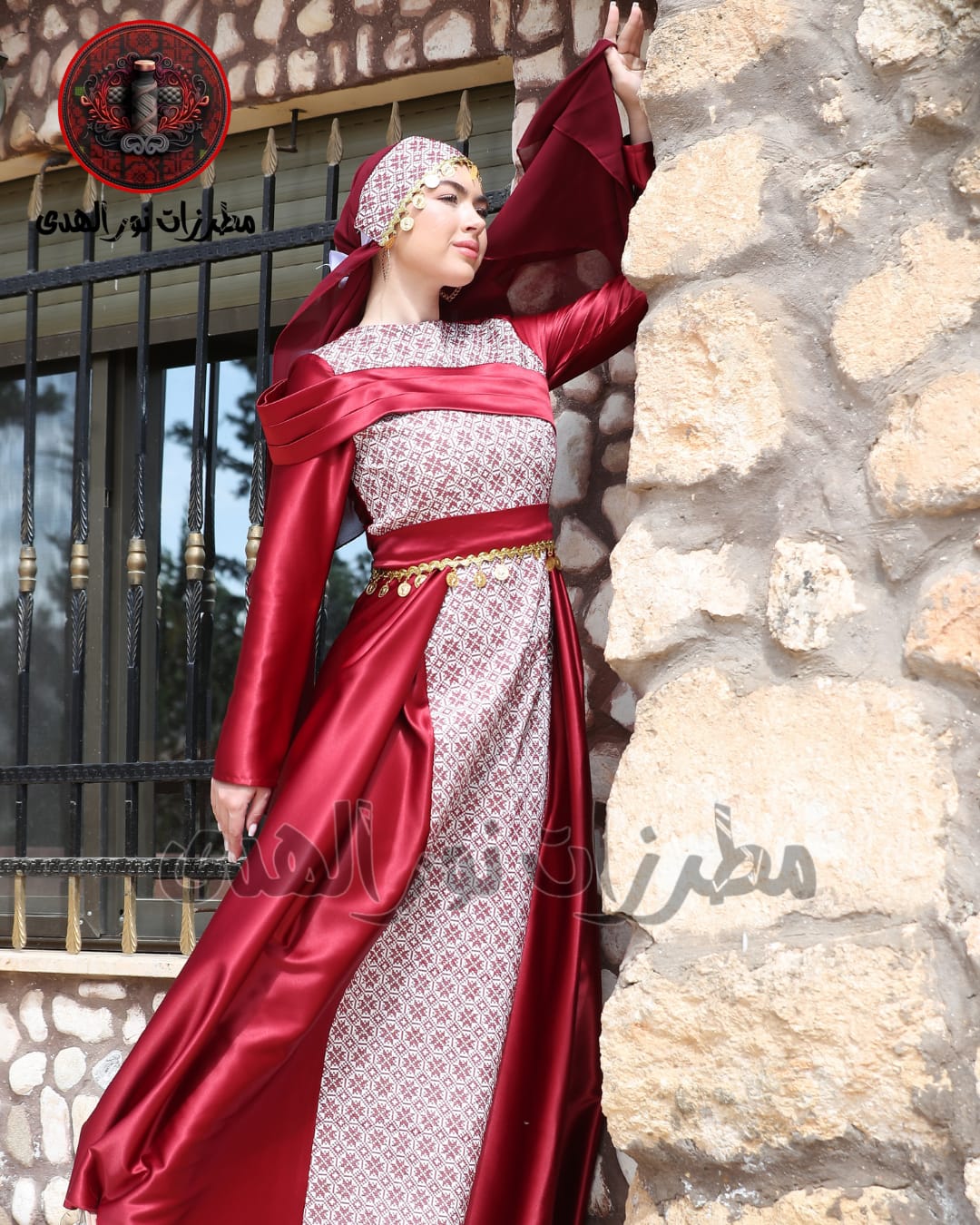 Premium Satin Oriental Embroidered Thobe with Diagonal Draped Panel and Gold Coin Accents | Al Sawsana Thobe