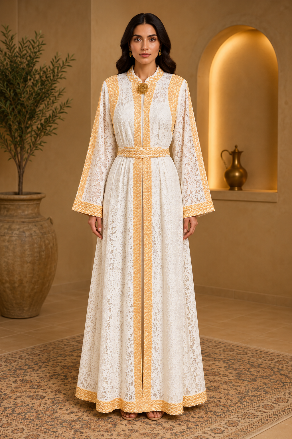 Elegant Staty Lace Caftan – Two-Piece Traditional Design