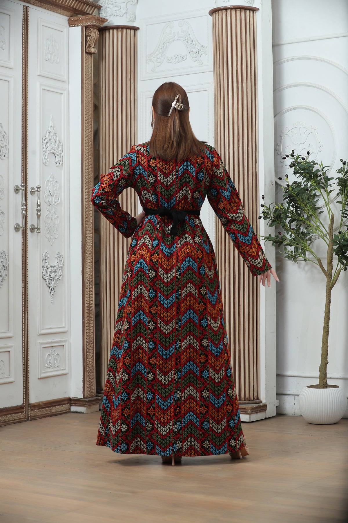 Embroidered Tales Kaftan – Elegant Palestinian-Inspired Design Mix color