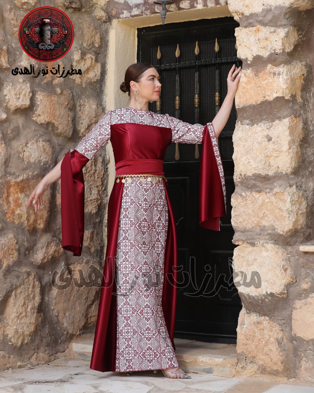 Satin Oriental Embroidered Thobe with Levantine Tatreez Details | Tamrahna Embroidered Thobe