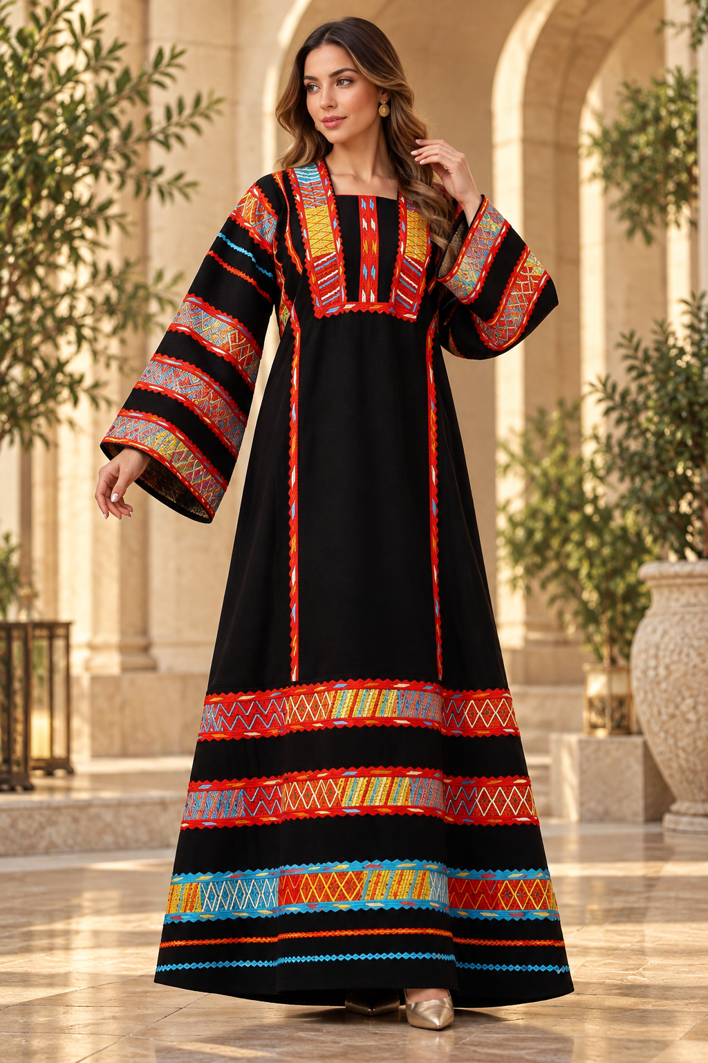 Luxury Embroidered Traditional Dress with Intricate Beadwork