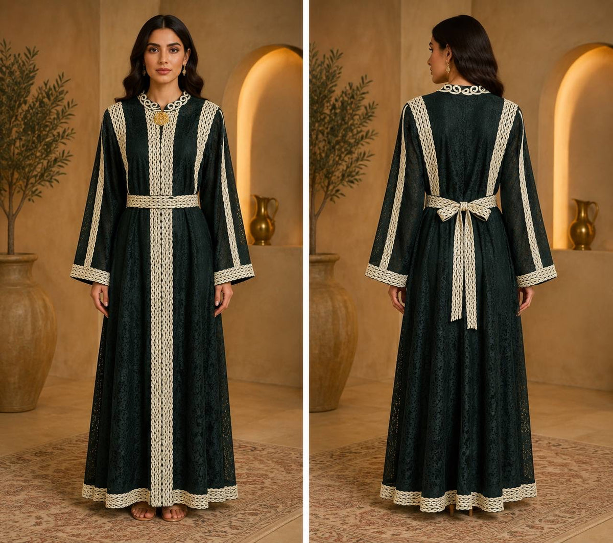 Elegant Staty Lace Caftan – Two-Piece Traditional Design