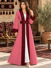 Jordanian Bisht – Traditional Red & White Embroidered Heritage Cloak