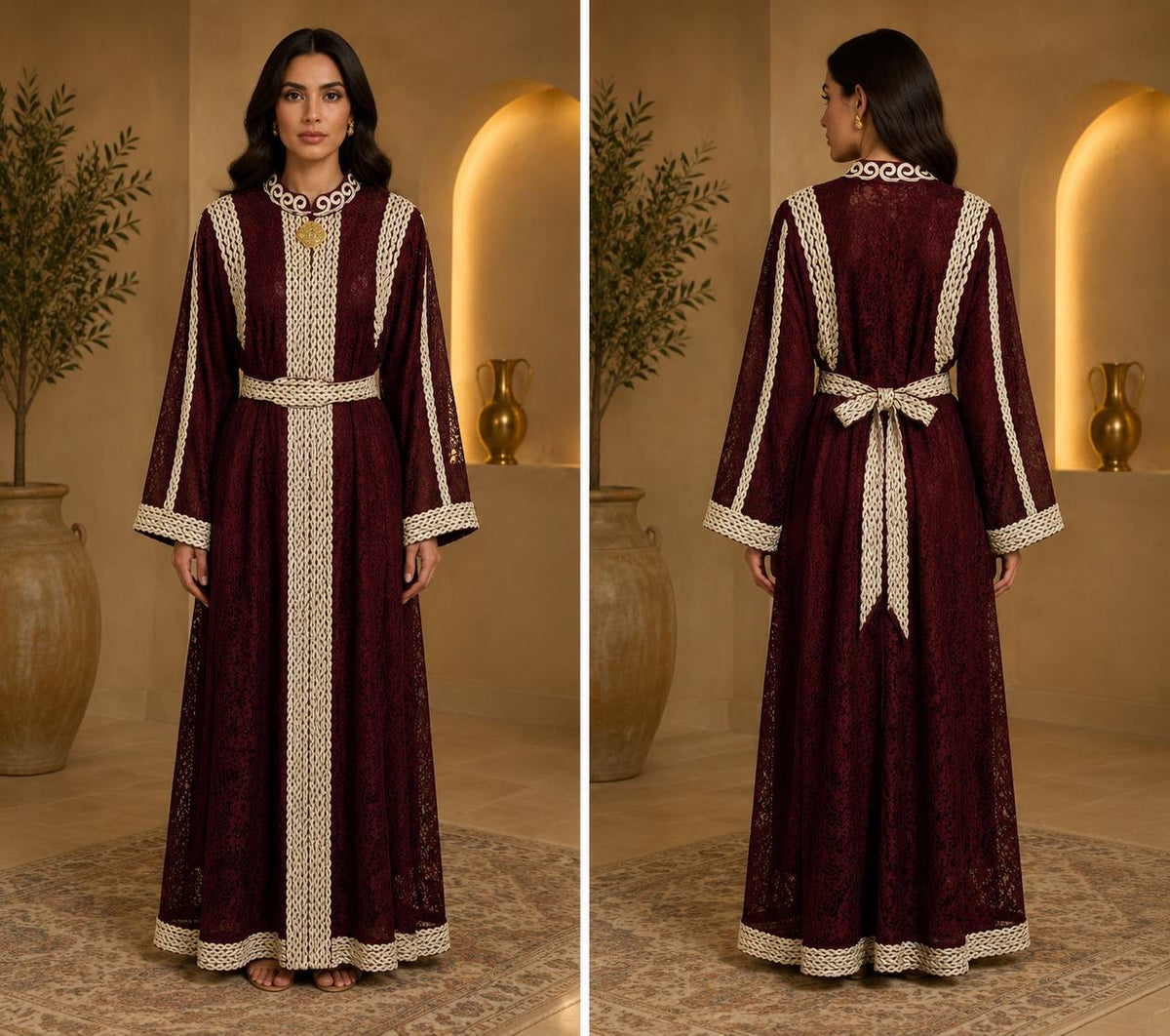 Elegant Staty Lace Caftan – Two-Piece Traditional Design