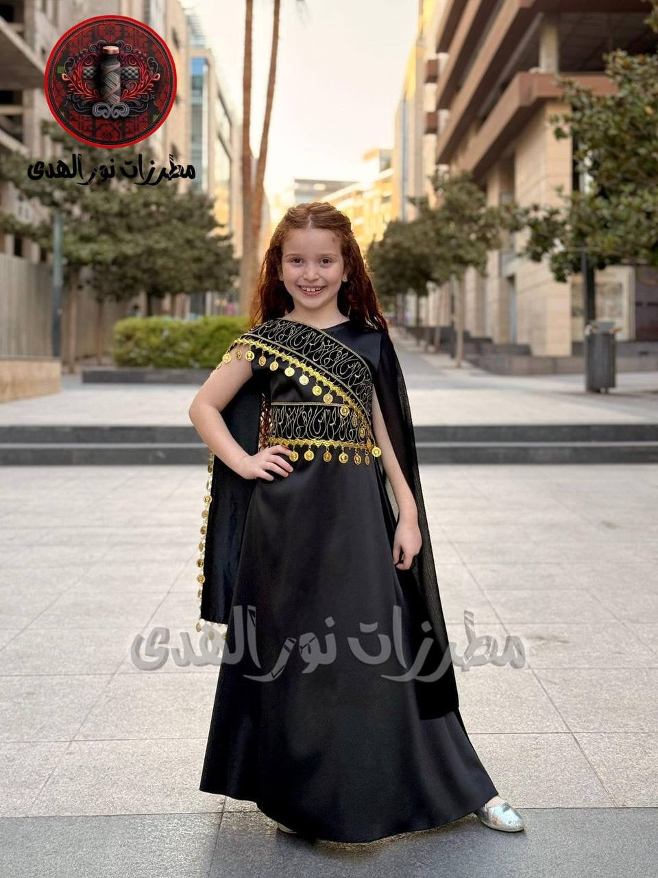 Girls Oriental Embroidered Shoulder Dress with Coin Details | Shoulder Kids Dress