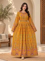 Embroidered Tlas Chiffon Thobe – Traditional Palestinian Inspired Thobe