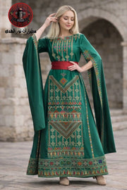 Oriental Embroidered Thobe with Levantine Tatreez Details and Cape Sleeves | Abaq Al Turath Embroidered Thobe